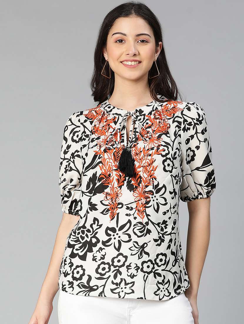 women's straight tie-up neck top