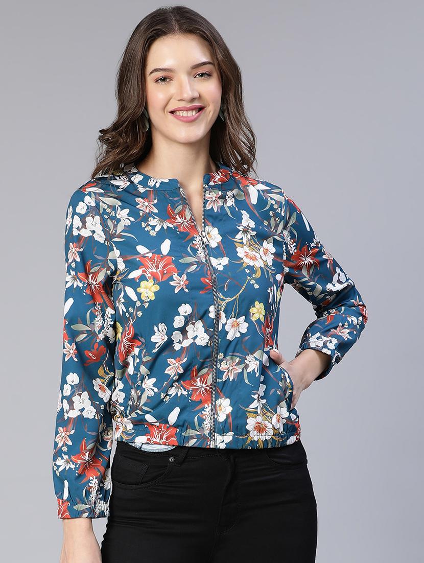 zip up printed casual jacket - 18743275 -  Zoom Image - 0
