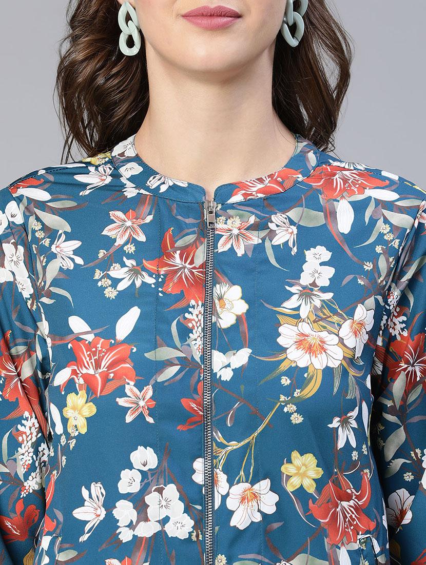 zip up printed casual jacket - 18743275 - Standard Image - 5