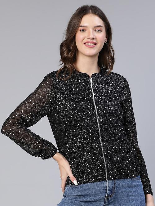 zip up printed casual jacket - 18743278 - Standard Image - 0