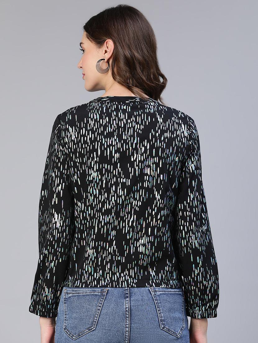 zip up foil printed casual jacket - 18743280 - Standard Image - 3