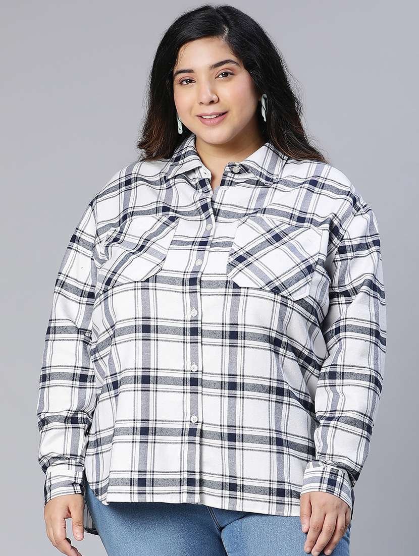 white cotton plus shirt - 18743287 -  Zoom Image - 0
