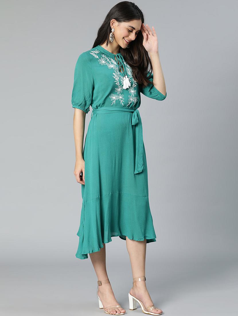 women's belted knee length dress - 18743611 - Standard Image - 3