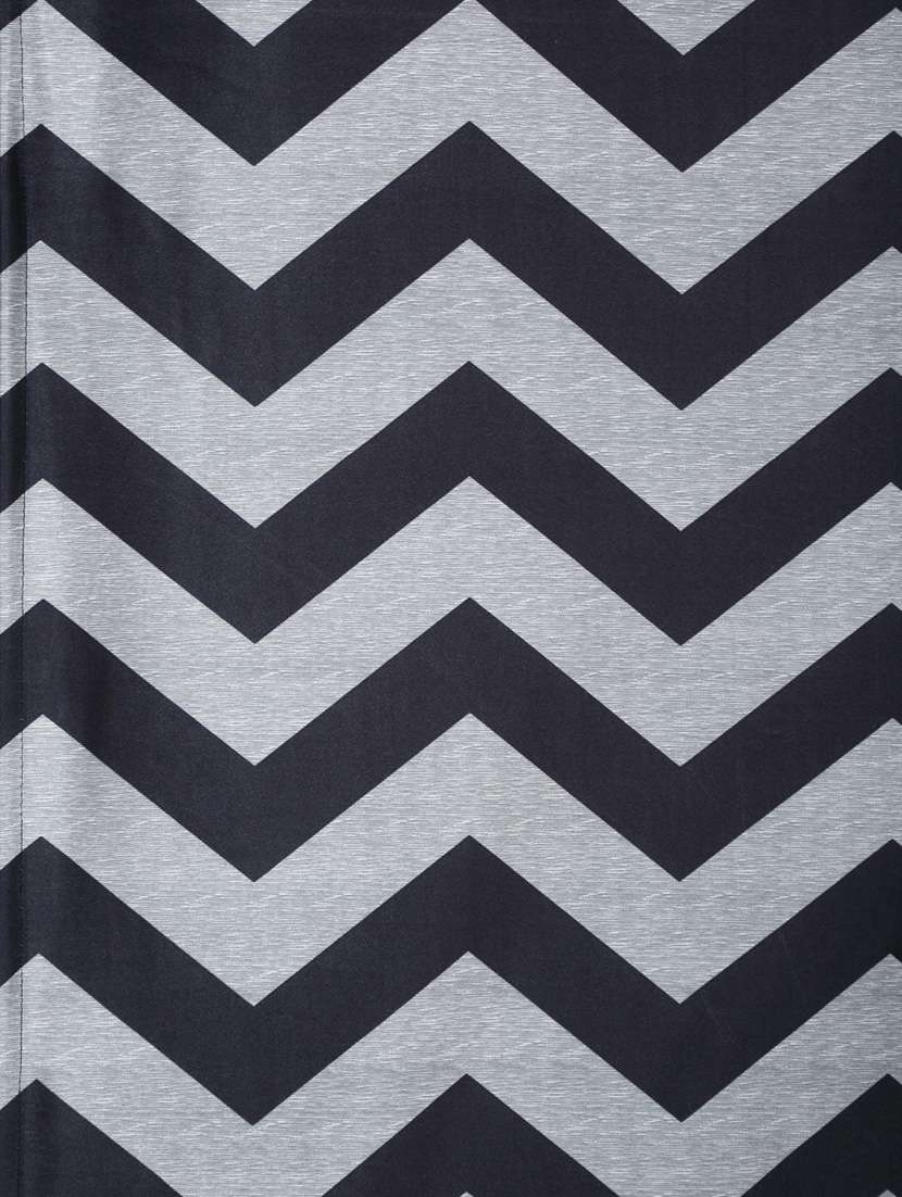 Home Sizzler Zigzag Black & Grey Polyester Semi Transparent Curtains