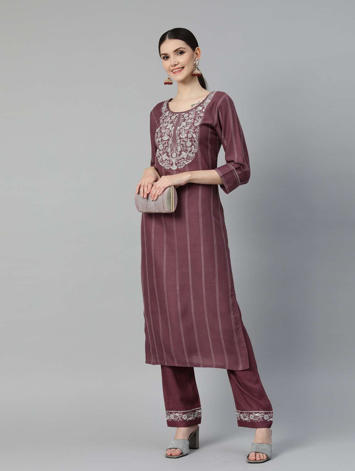 purple cotton kurta pant  set - 18743699 -  Standard Image - 3