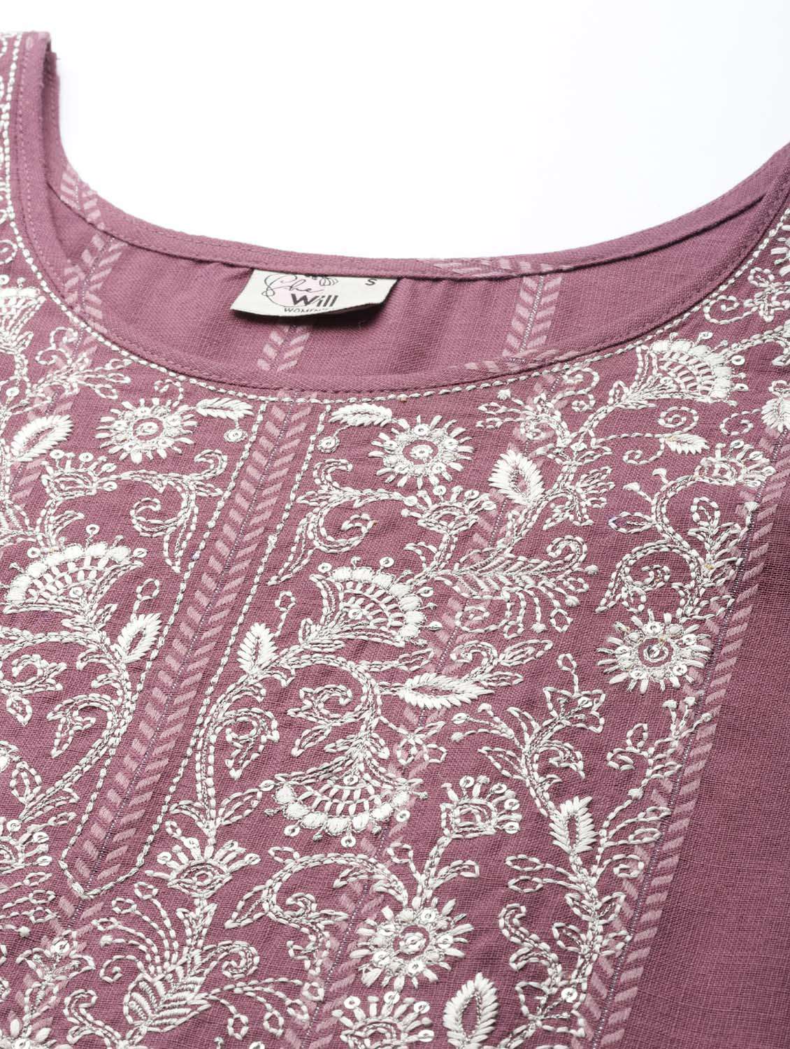 purple cotton kurta pant  set - 18743699 -  Standard Image - 5