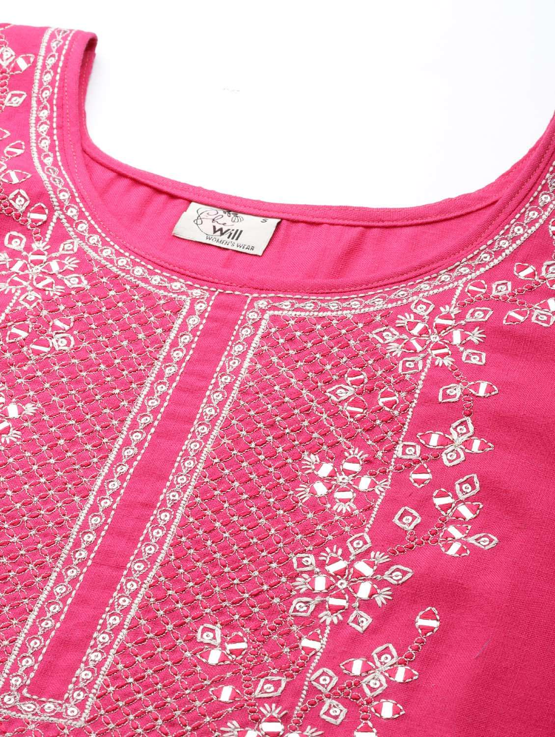 pink cotton kurta pant set - 18743763 - Standard Image - 5