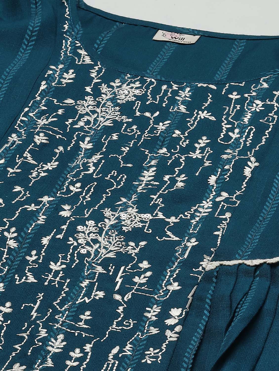 teal kurta pant set with dupatta - 18743787 - Standard Image - 5