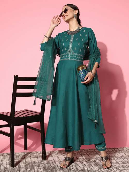 green kurta pant set with dupatta - 18743803 -  Standard Image - 0