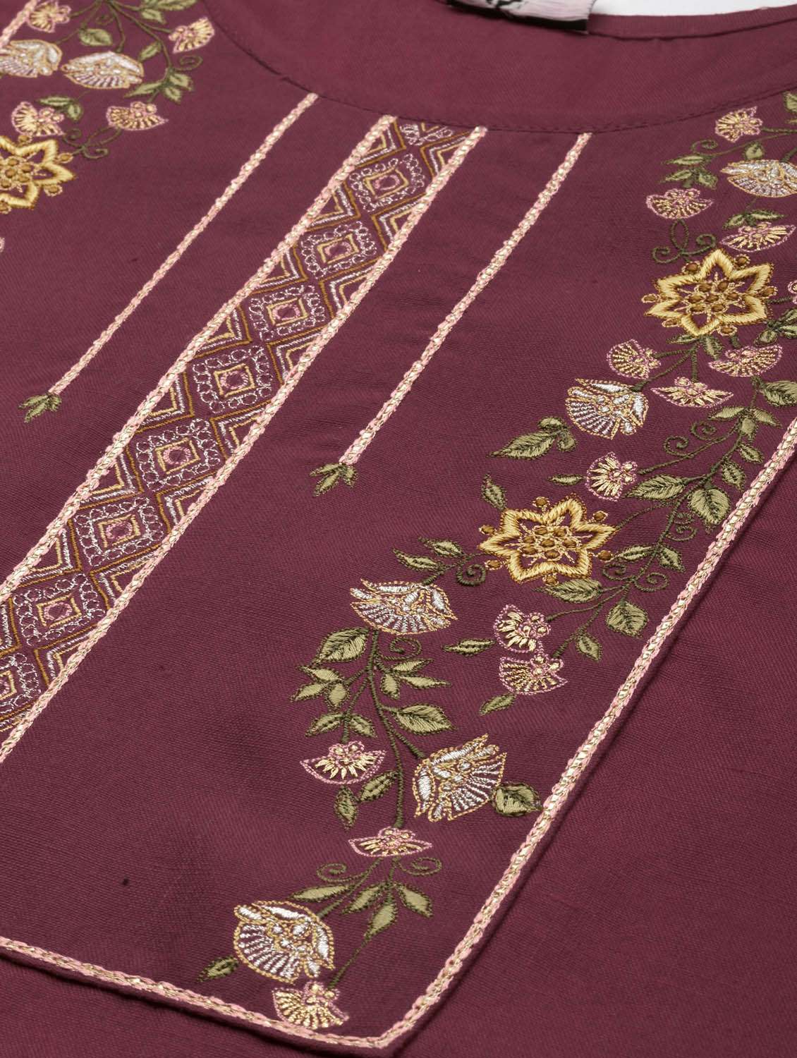 burgundy kurta pant set with dupatta - 18743813 - Standard Image - 5