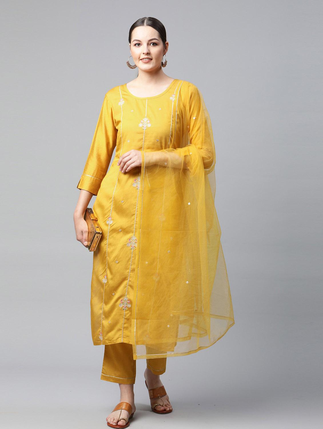 yellow kurta pant set with dupatta - 18743829 - Standard Image - 3