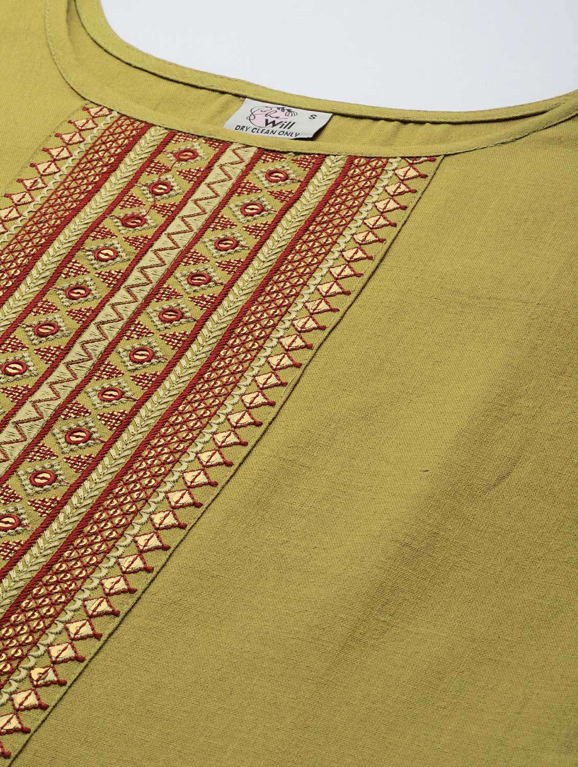 olive kurta pant set with dupatta - 18743835 - Standard Image - 5