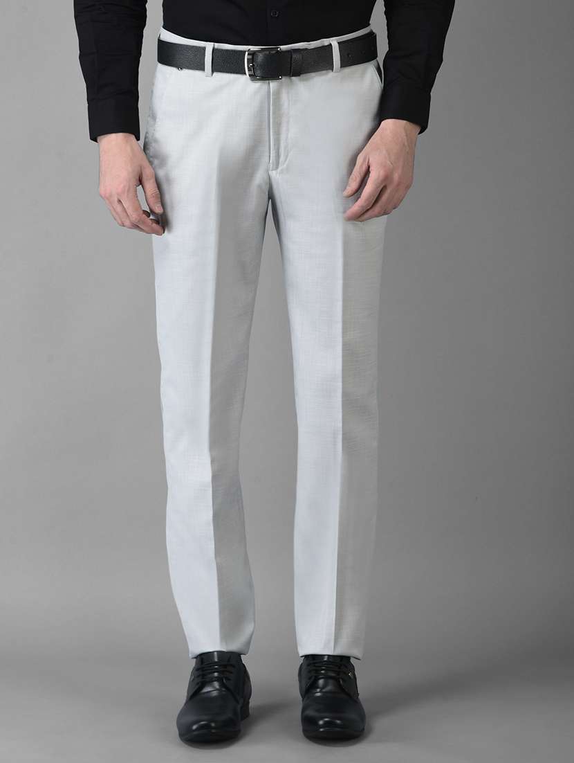 grey solid flat front formal trouser