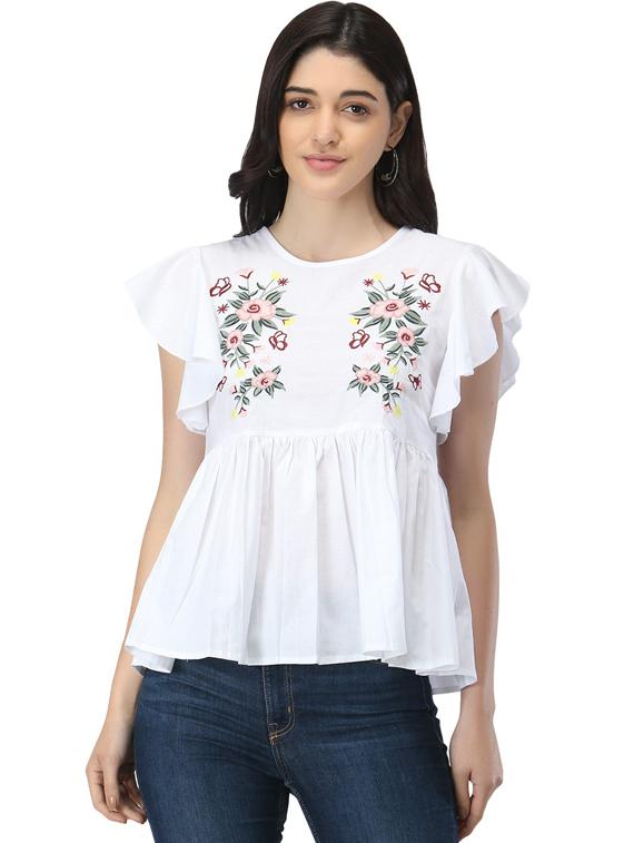 white crepe regular top - 18743891 - Zoom Image - 0