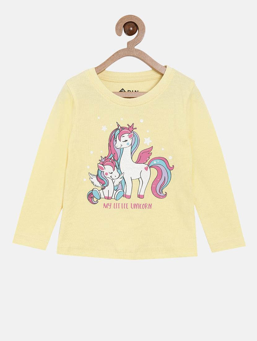 yellow printed round neck t-shirt - 18751003 -  Zoom Image - 0