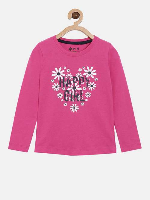 pink printed round neck t-shirt - 18751022 - Standard Image - 0