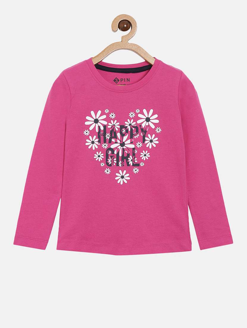 pink printed round neck t-shirt - 18751022 - Zoom Image - 0
