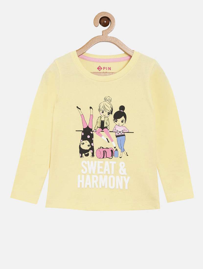 yellow printed round neck t-shirt - 18751024 - Zoom Image - 0