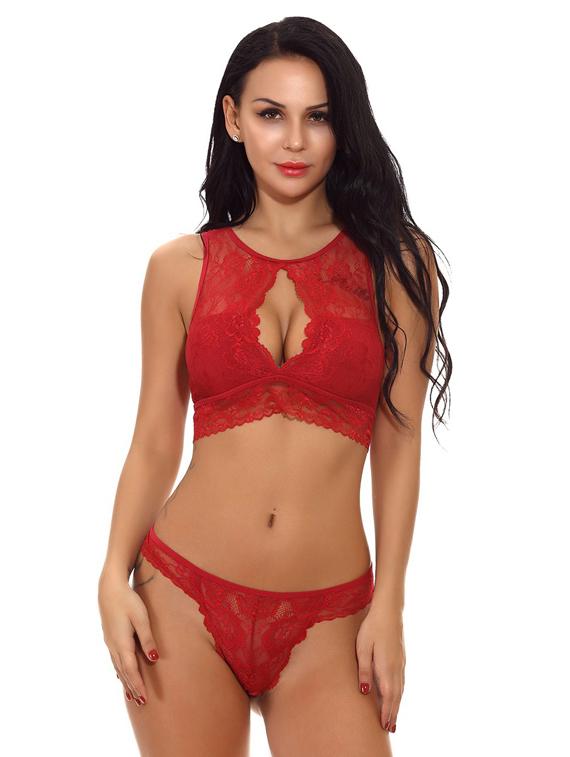 red lace bras and panty set - 18752947 - Zoom Image - 0