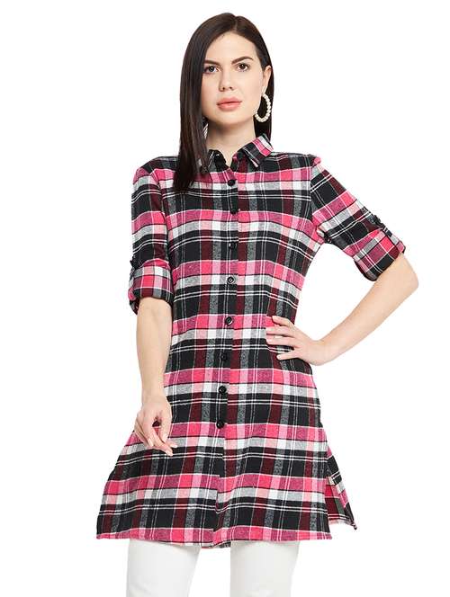 roll up sleeved tie & dye long shirt - 18753115 - Standard Image - 0