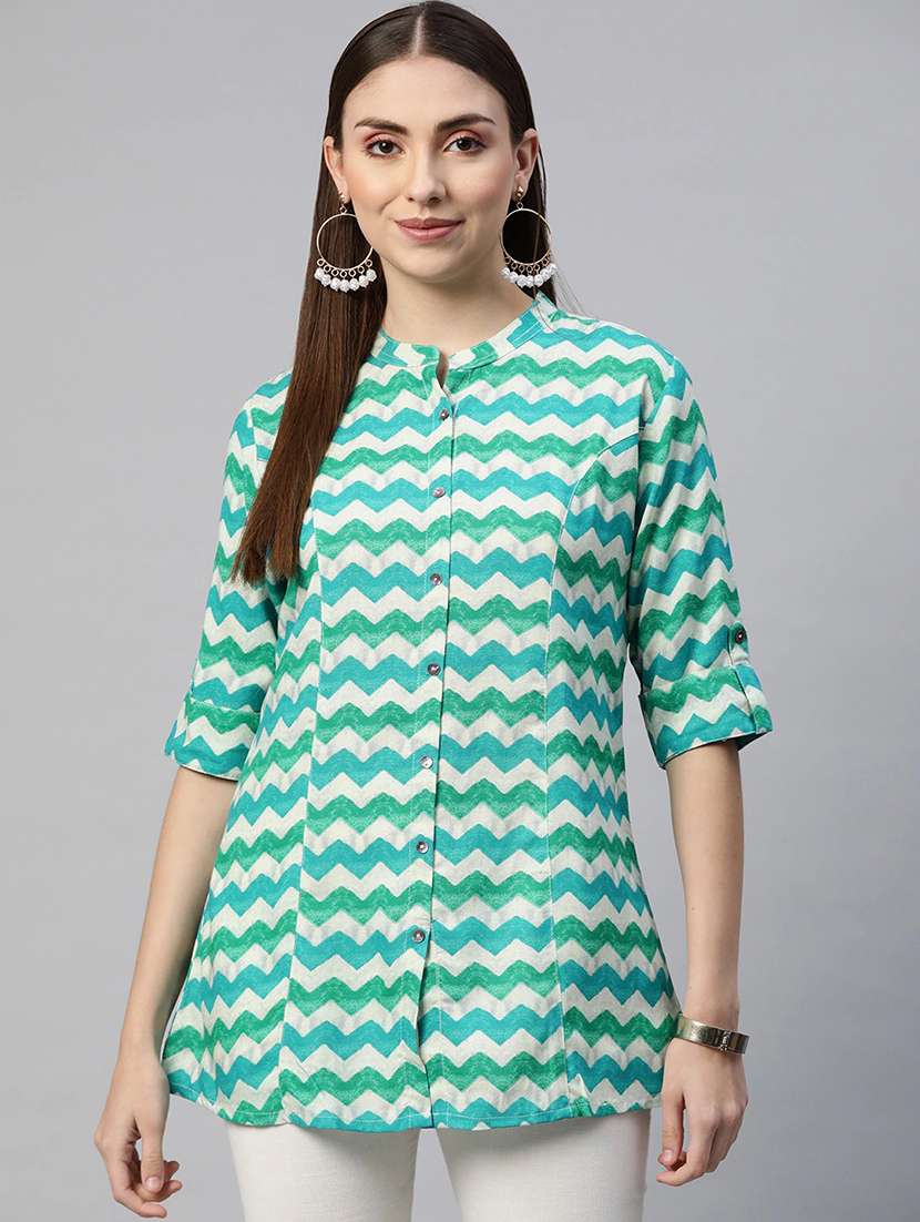 women's a line mandarin neck top - 18754201 - Zoom Image - 0