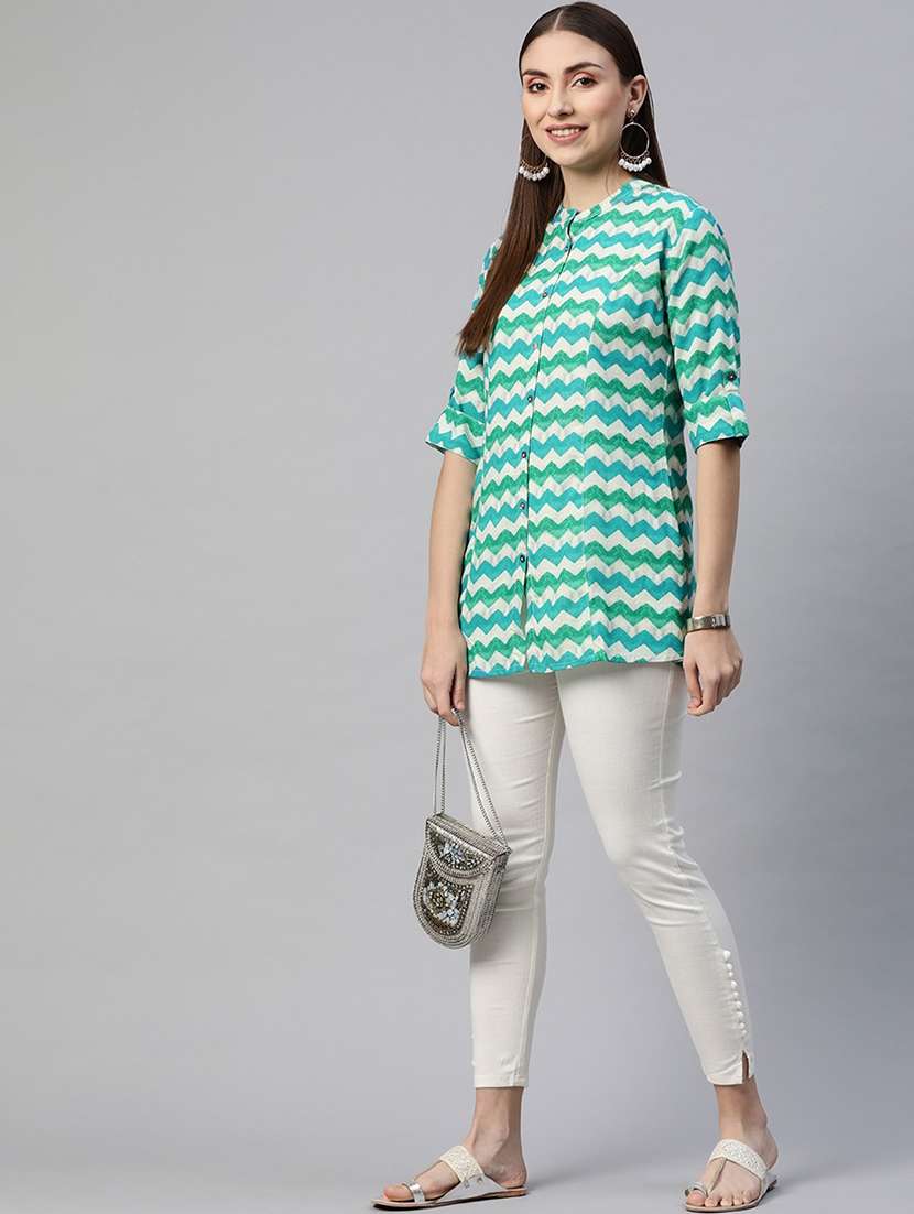 women's a line mandarin neck top - 18754201 - Standard Image - 3