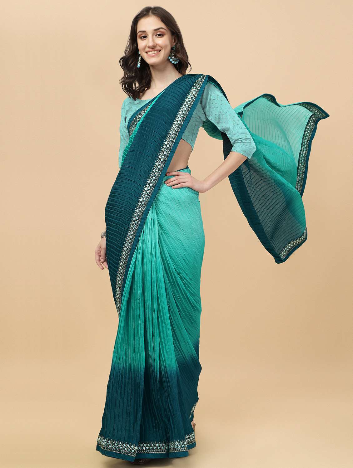 women's ombre blue colored saree - 18754249 -  Zoom Image - 0