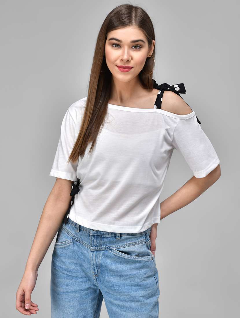 white colored viscose regular top - 18757251 - Zoom Image - 0