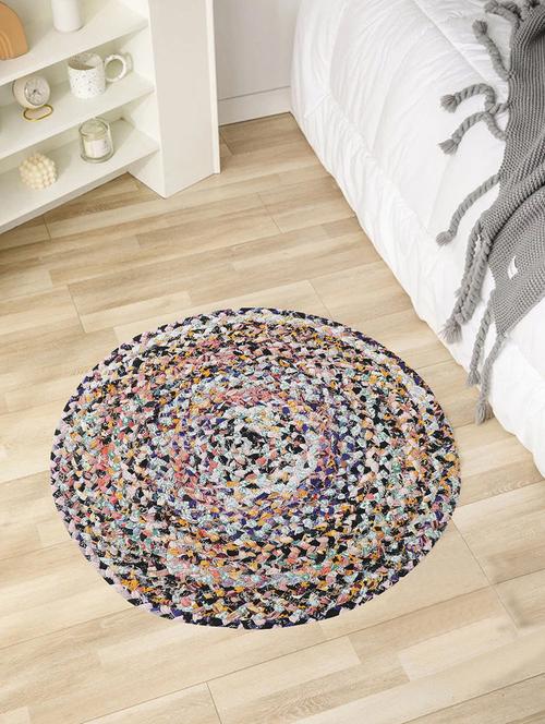 audrey multicolored round shape cotton rug - 18757376 - Standard Image - 0