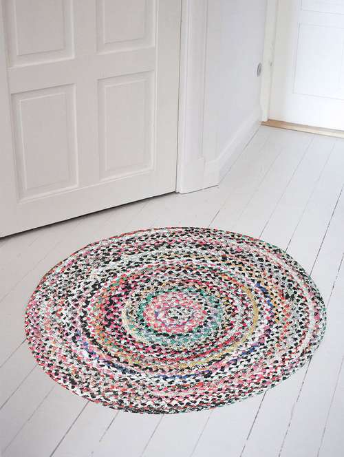 spectral mega color round shape cotton rug