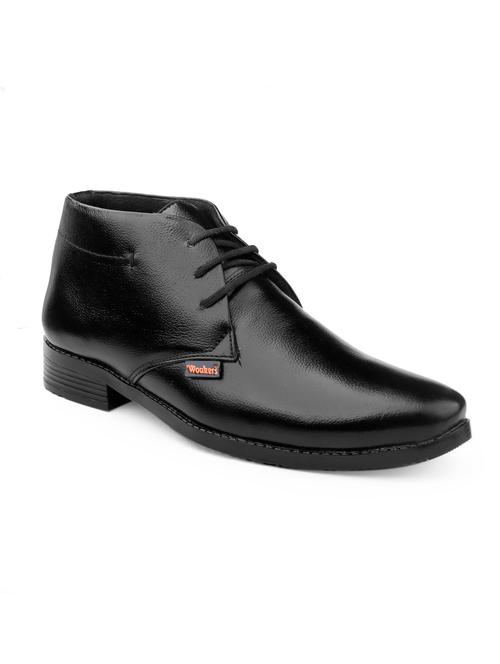 black faux leather laceup derbies - 18757564 - Standard Image - 0