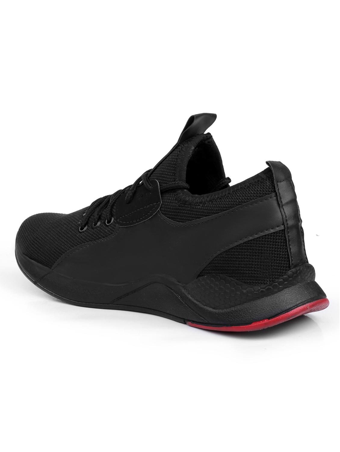 black mesh & synthetic lace up sneakers - 18757717 - Standard Image - 3