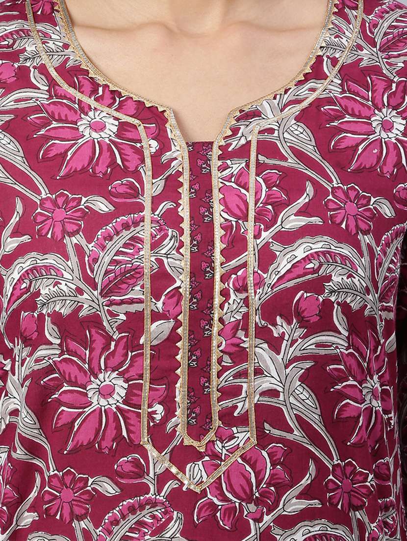 women purple kurta palazzo set with dupatta - 18757764 - Standard Image - 3