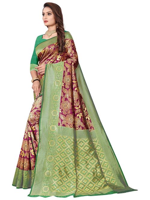jacquard work banarasi saree with blouse - 18758128 -  Standard Image - 0