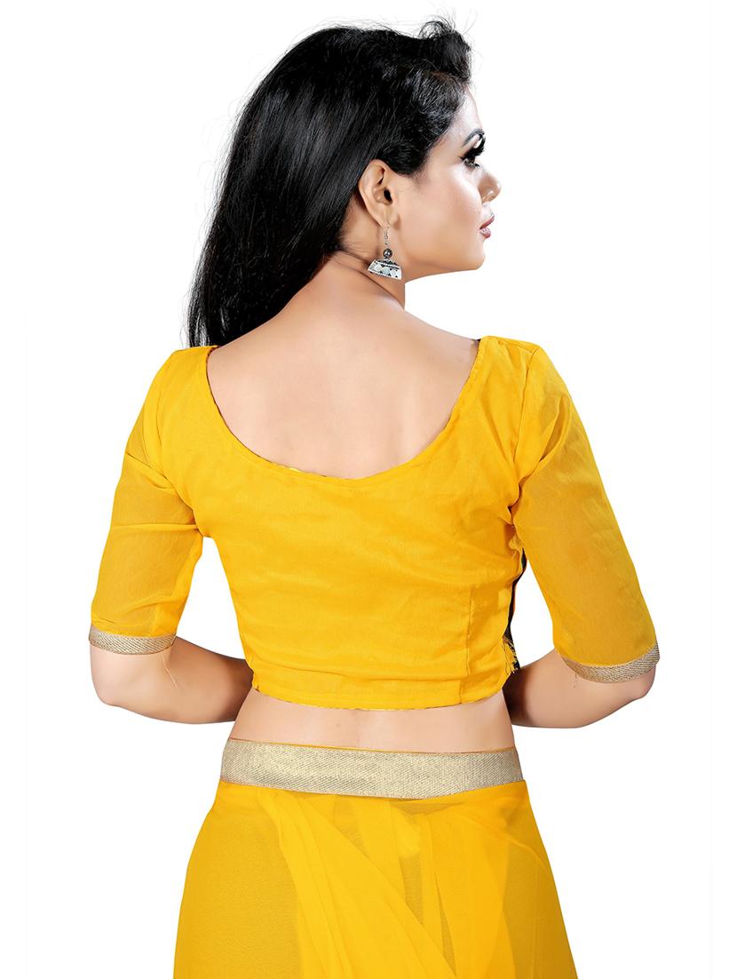 women's bordered yellow colored saree with blouse - 18758309 - Standard Image - 3