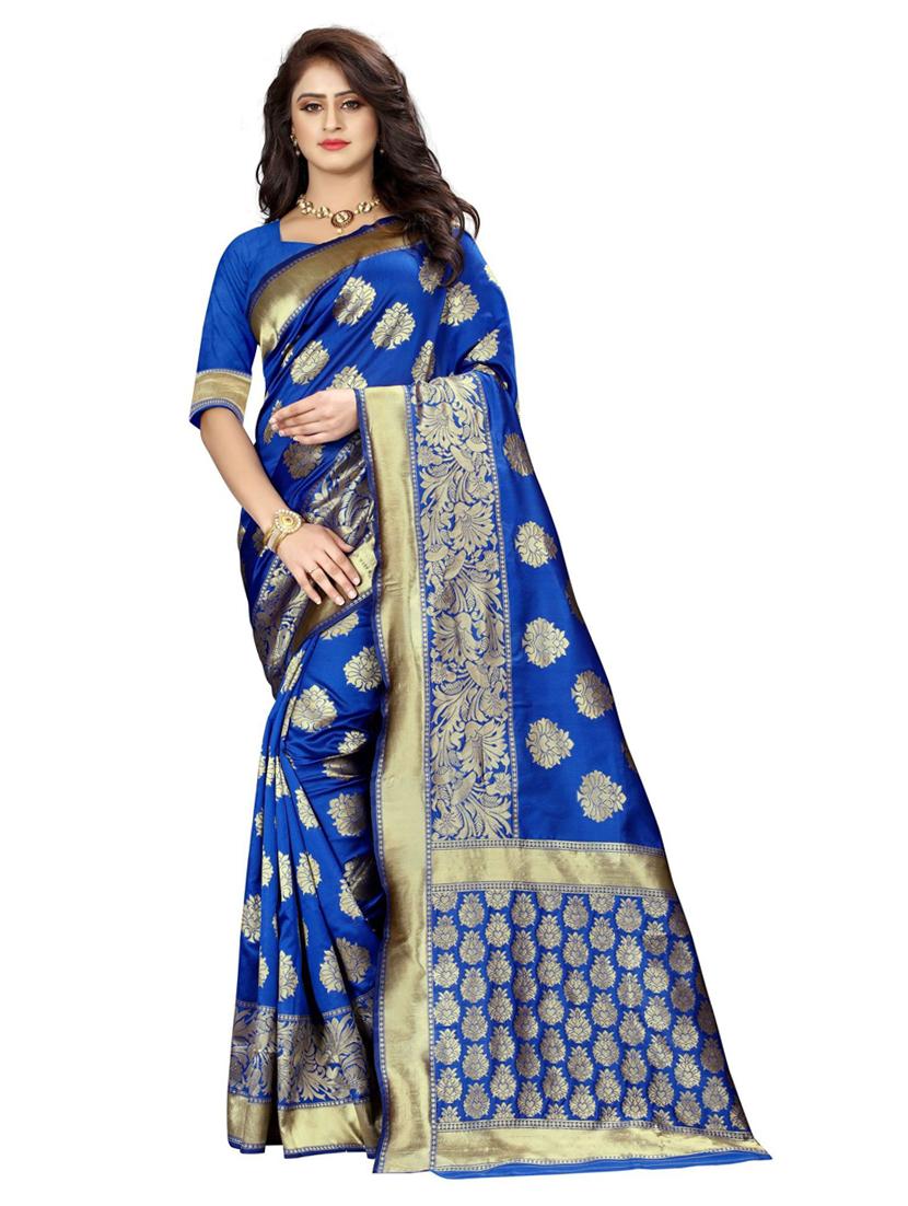self design banarasi saree with blouse - 18758360 -  Zoom Image - 0