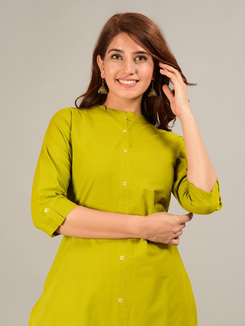 olive cotton kurta pant set - 18758740 - Standard Image - 3