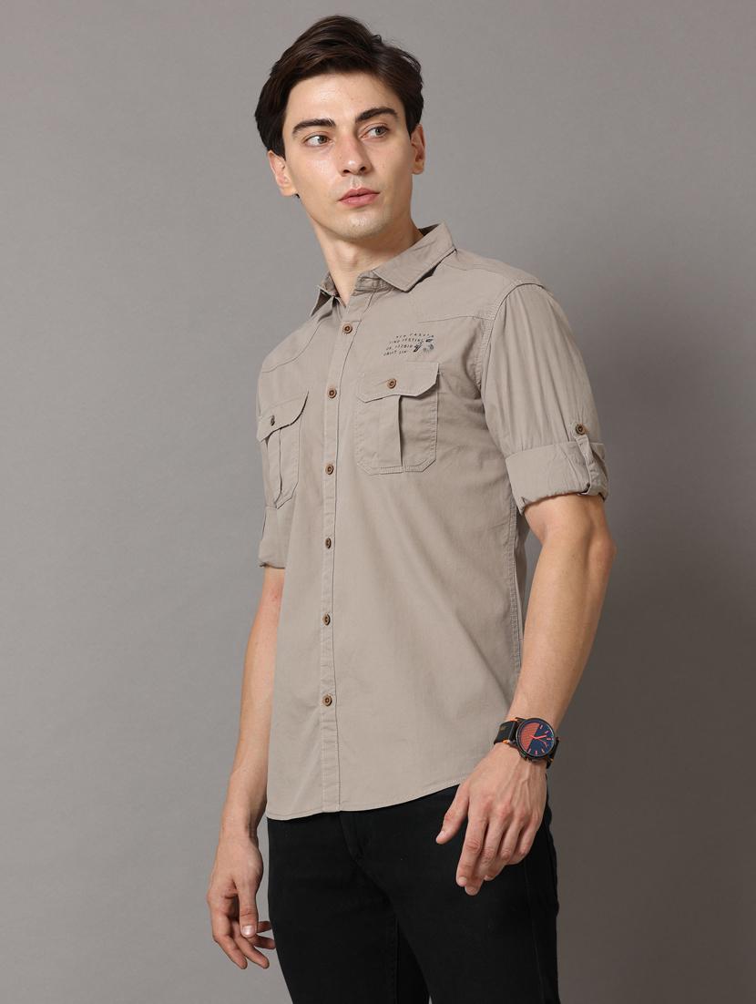 grey cotton casual shirt - 18758744 - Zoom Image - 0