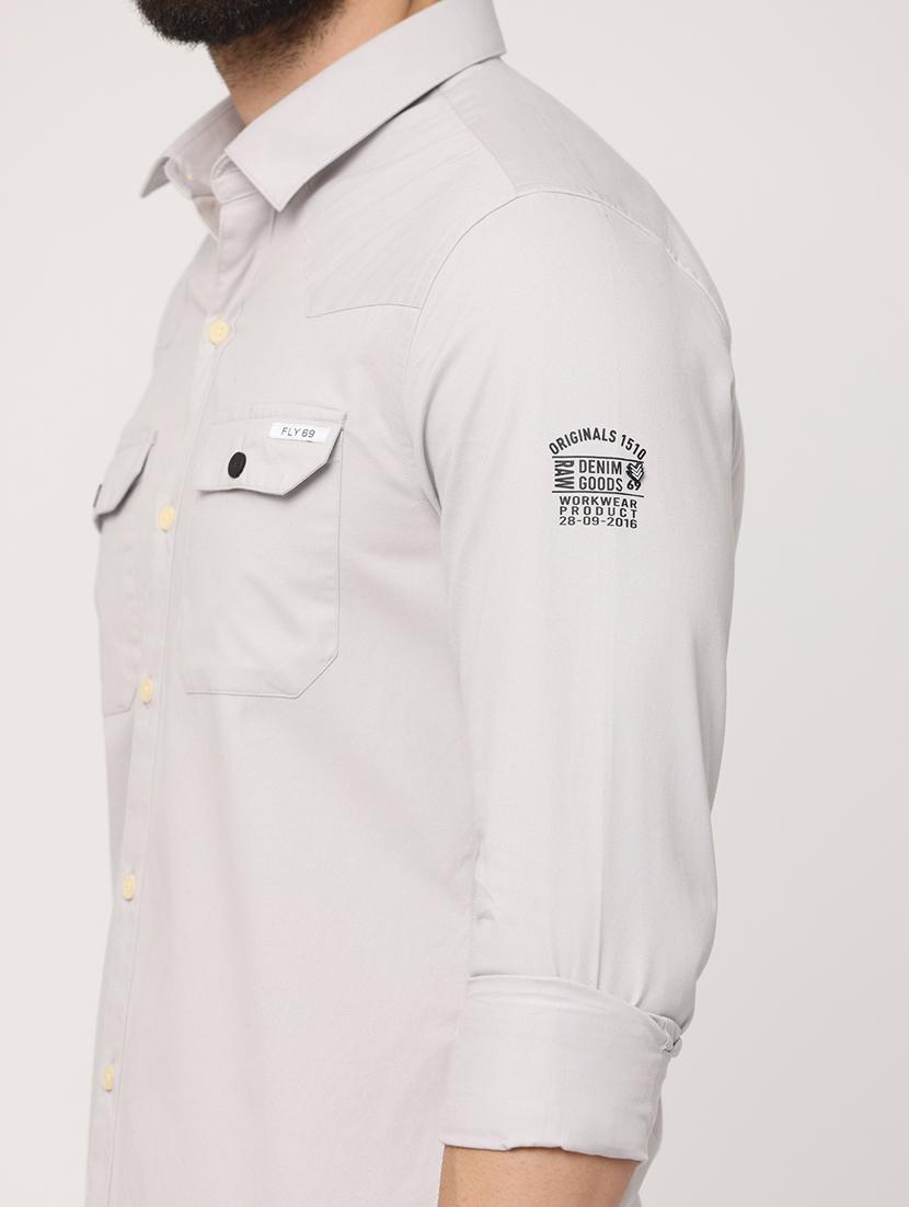 grey cotton casual shirt - 18758753 - Standard Image - 3