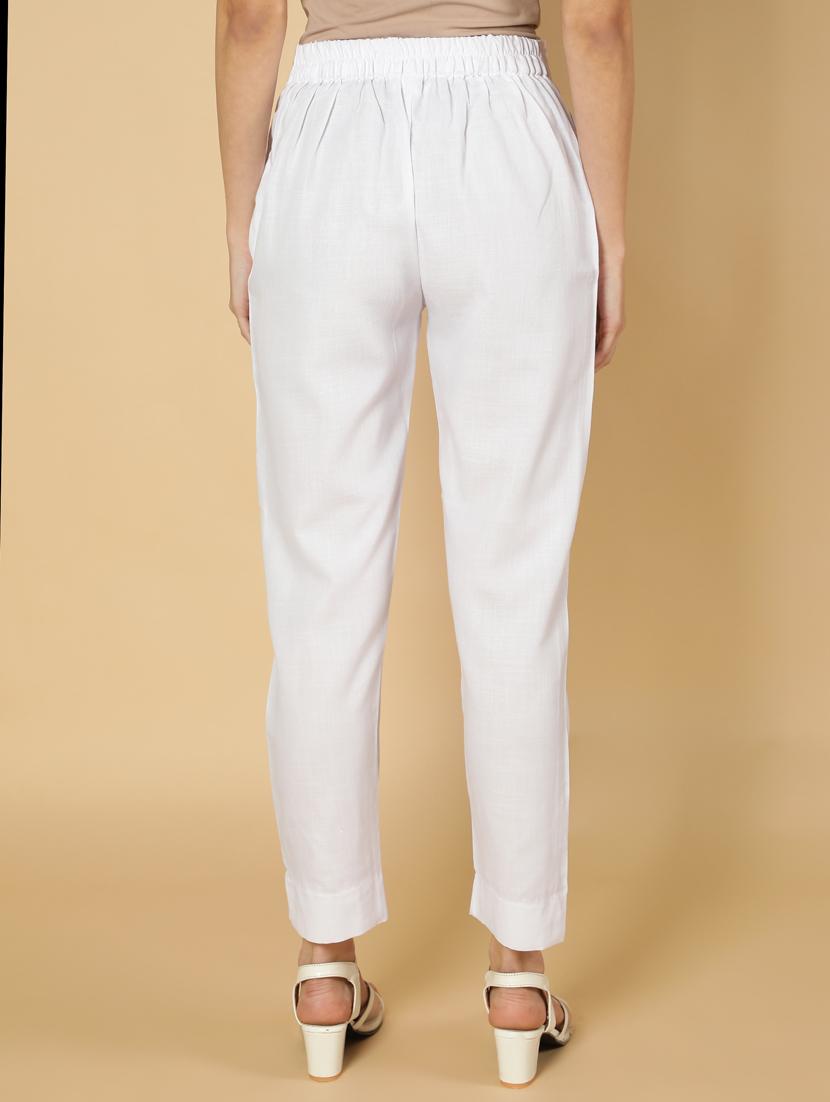 women solid pleated cigarette pants - 18758762 - Standard Image - 3