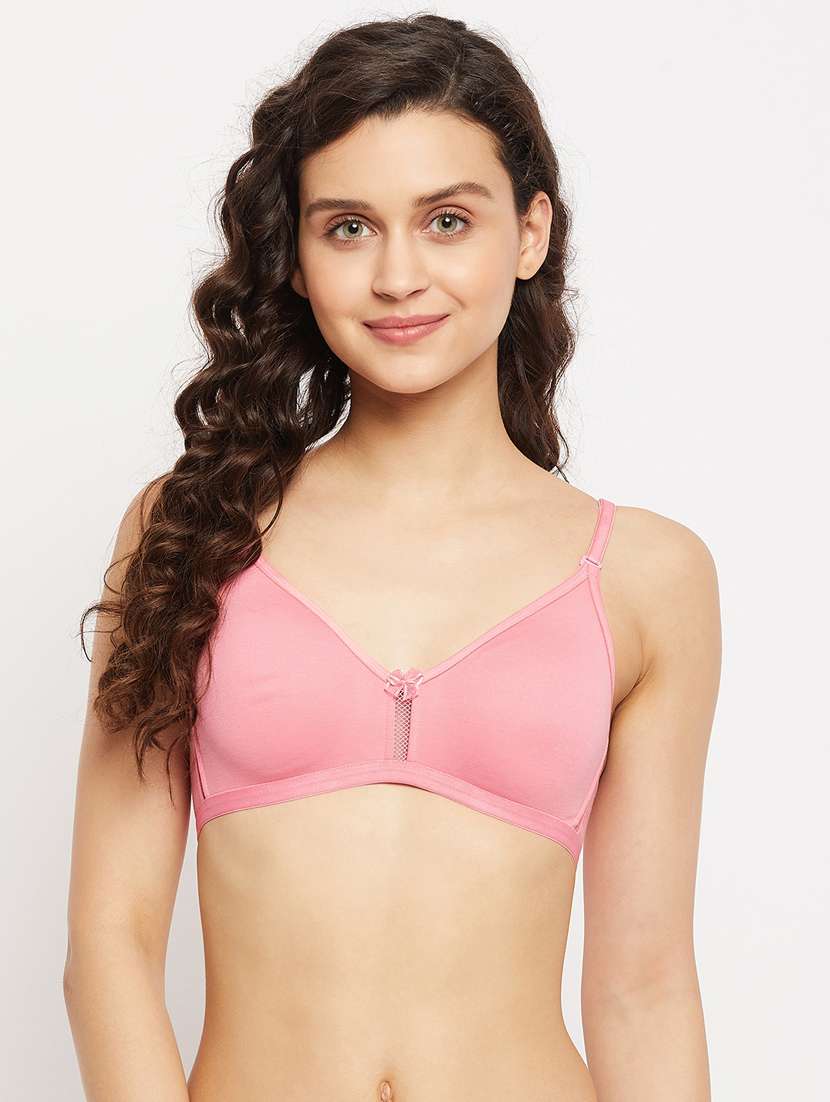 pink cotton regular bra