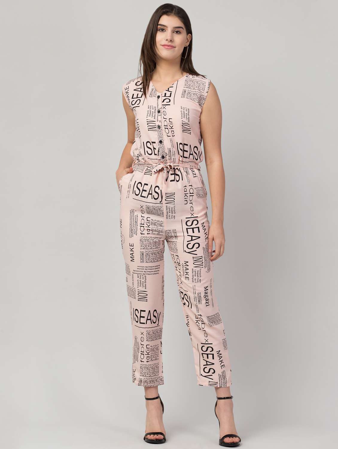 pink crepe full leg  jumpsuit - 18760490 -  Zoom Image - 0