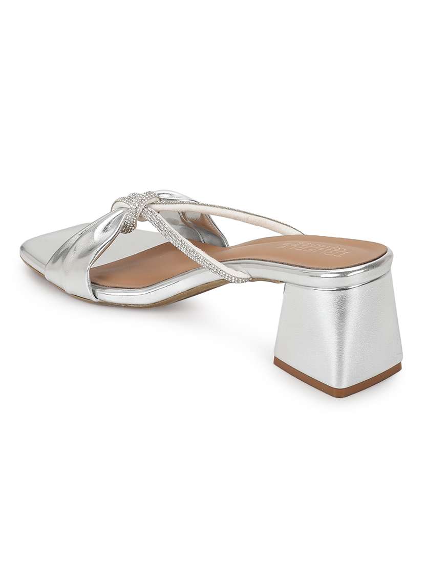 silver block mules sandal - 18765582 - Standard Image - 3