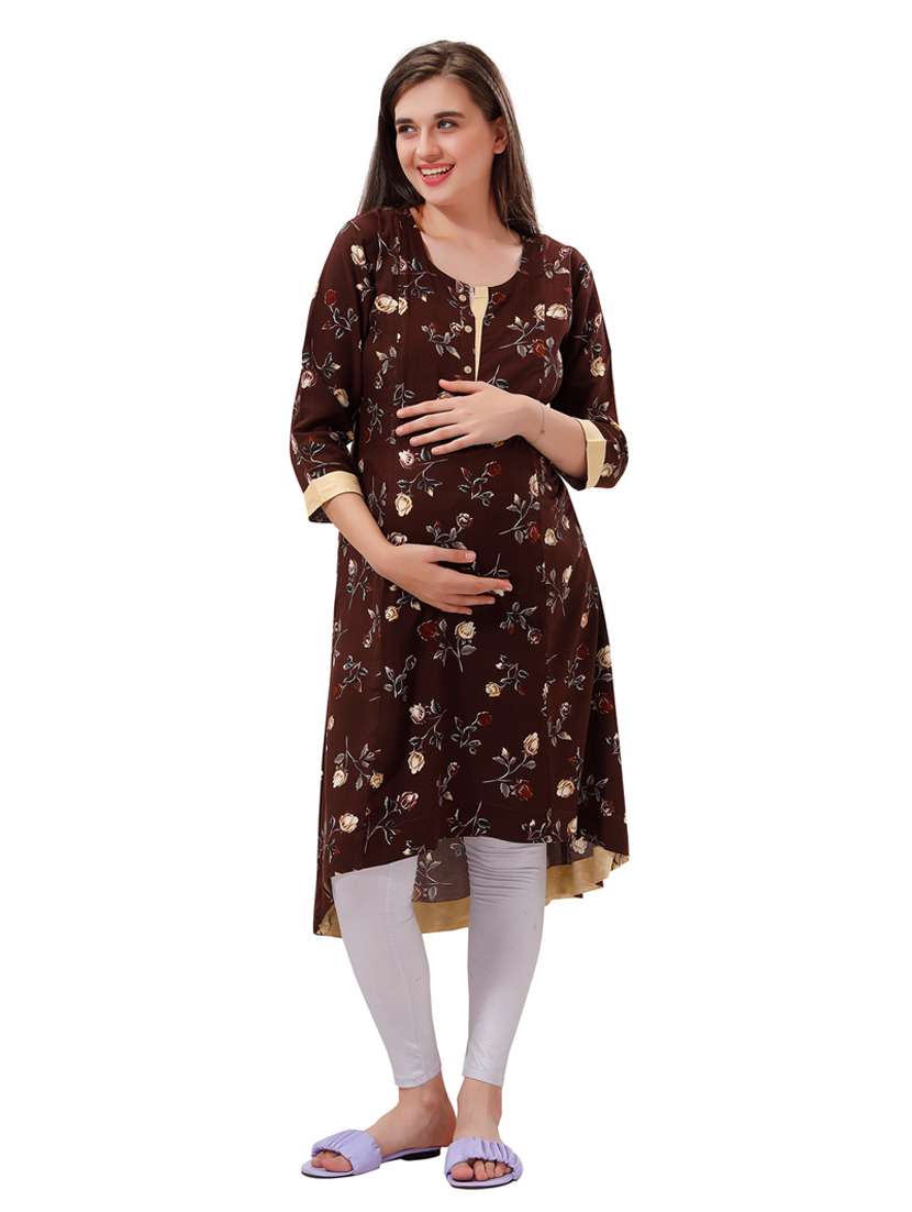 brown rayon maternity wear - 18765850 - Zoom Image - 0