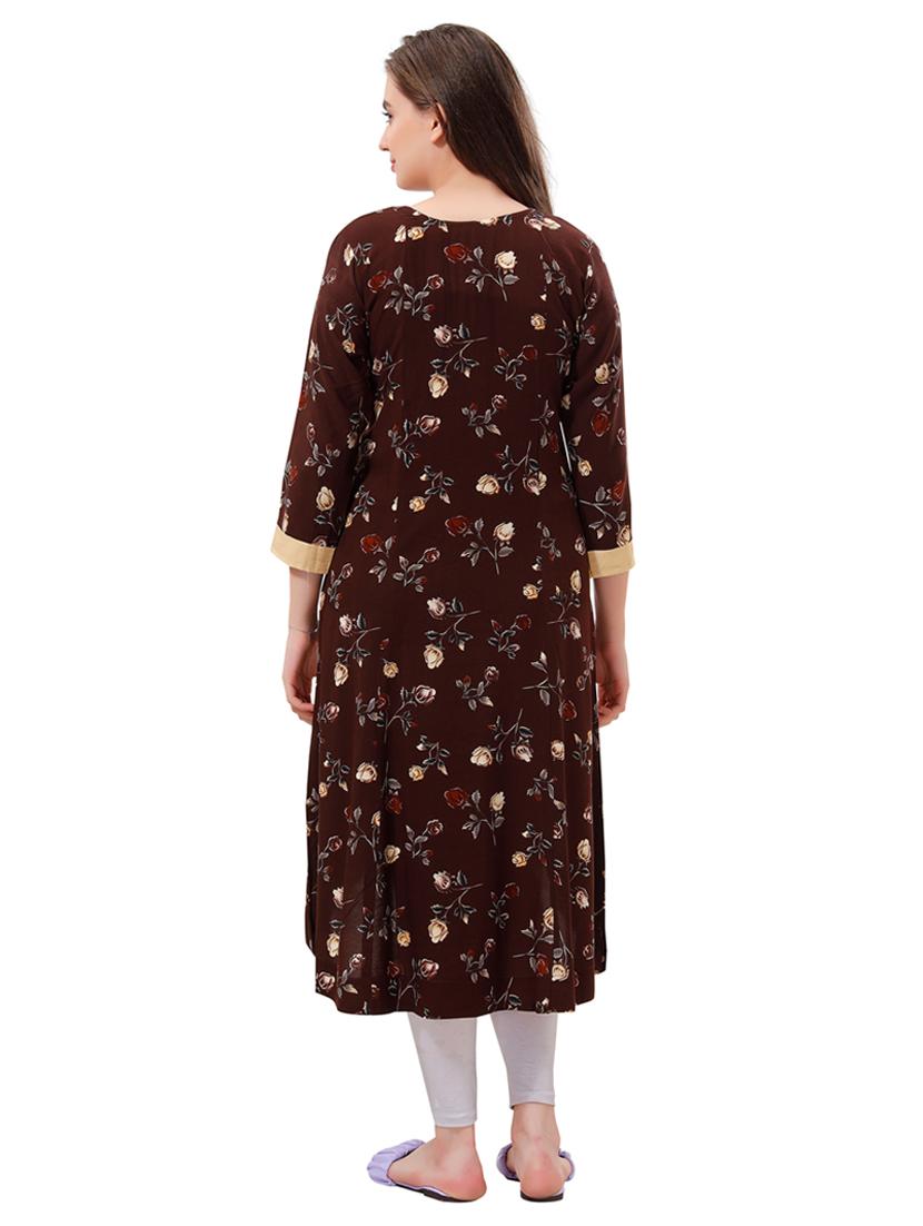brown rayon maternity wear - 18765850 - Standard Image - 3