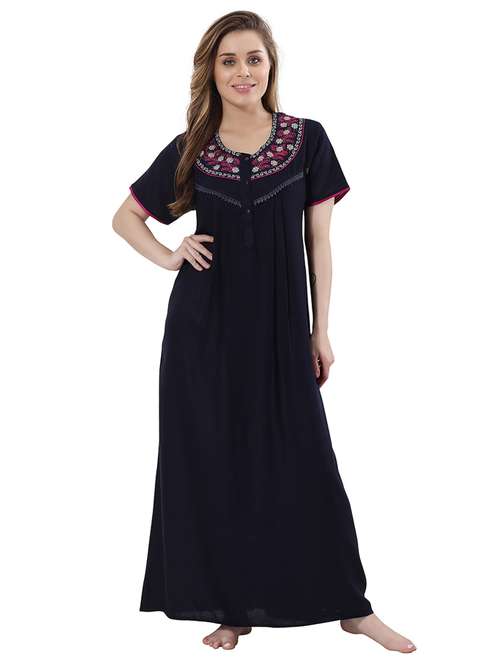 embroidered detail night gown - 18766059 - Standard Image - 0