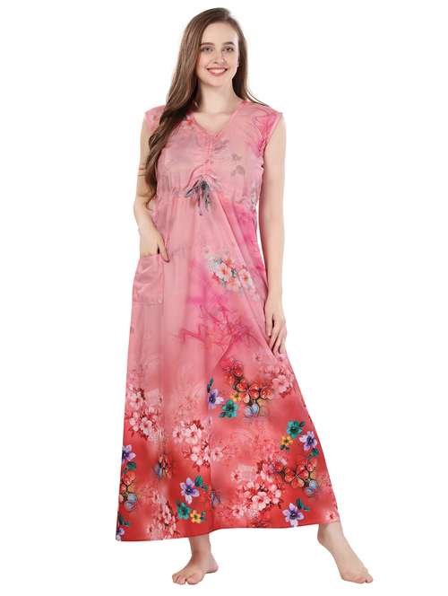 tie knot detail printed night gown 