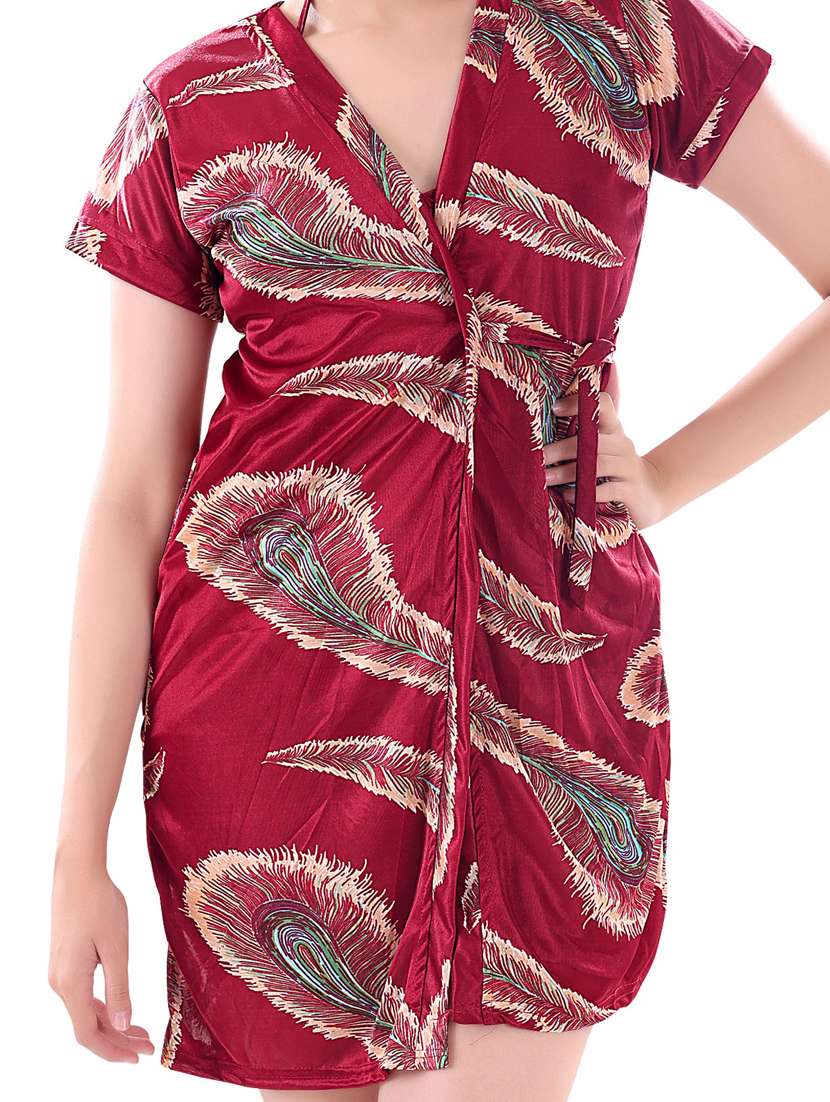 solid three piece night wear set - 18766110 -  Standard Image - 3