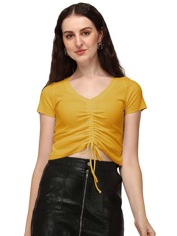 yellow lycra crop top - 18766288 -  Zoom Image - 0