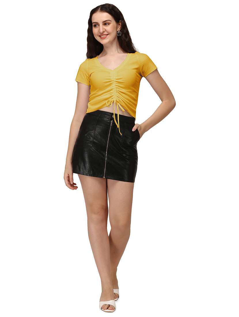 yellow lycra crop top - 18766288 - Standard Image - 3